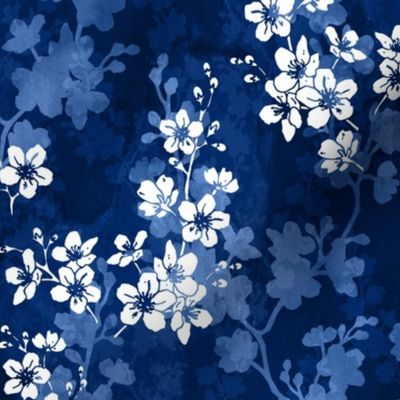 Cherry blossom in deep blue