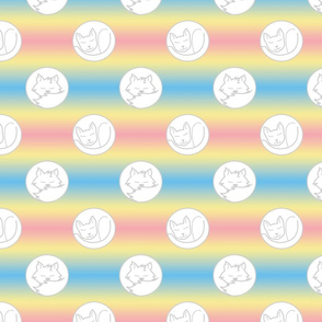 Sleeping Kitties Polka Dot Pattern Rainbow