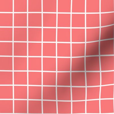 coral windowpane grid 1" reversed square check graph paper