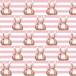Sweet Baby Bunny (pink stripe) SMALLER - Woodland Animal Baby Nursery Crib Sheets Blanket Bedding GingerLous