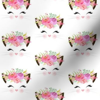 Fancy Cat – Kitty Pink Blush Lavender Flowers #1
