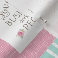 Woodland Patchwork- I Love You a Bushel and a Peck Quilt Top - Baby Girl Blanket Gray Lavender Pink