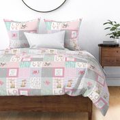 Woodland Patchwork- I Love You a Bushel and a Peck Quilt Top - Baby Girl Blanket Gray Lavender Pink