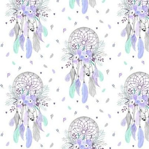 Girly Dream Catchers – Lavender Purple Mint Gray Feathers Baby Girls Nursery GingerLous SMALL SCALE C