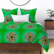 Celtic Bats Star Mandala on green Small