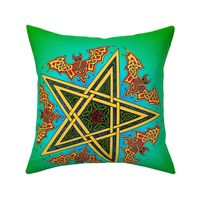 Celtic Bats Star Mandala on green Small