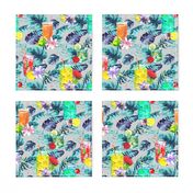 tropical watercolor summer fruity drink light grey white