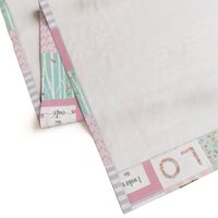 Pink Woodland Animals Baby Girl Quilt Top - Deer Fox - I Woke Up This Cute Patchwork Wholecloth Baby Blanket, Gray Mint Lavender