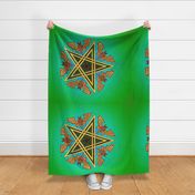 Celtic Bats Star Mandala on green