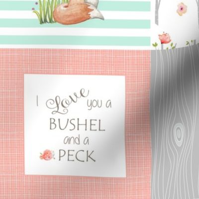 I Love You a Bushel and a Peck Quilt Top - Baby Girl Blanket Gray Mint Peach