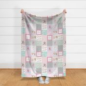 Woodland Patchwork- I Love You a Bushel and a Peck Quilt Top (rotated) - Baby Girl Blanket Gray Lavender Pink