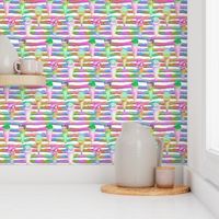 rainbow WATERCOLOR ICE CREAM CONES AND STRIPES WHITE