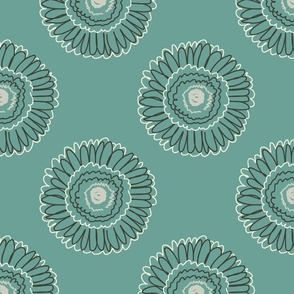 Gerbera-Soft Teal-Floral