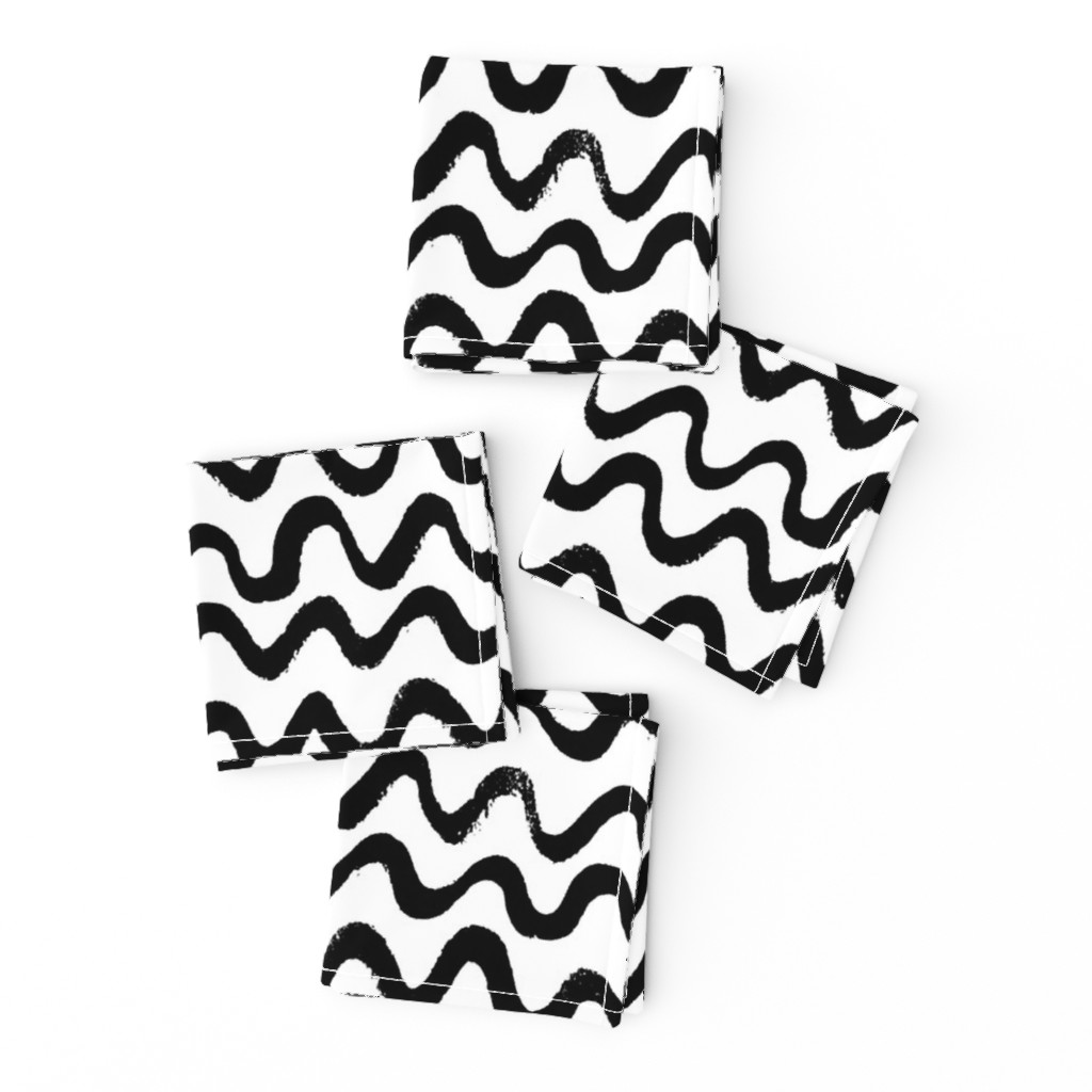 hand drawn ink wave black pattern