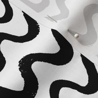 hand drawn ink wave black pattern