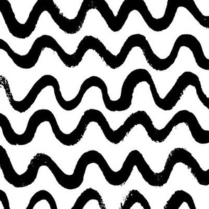 hand drawn ink wave black pattern