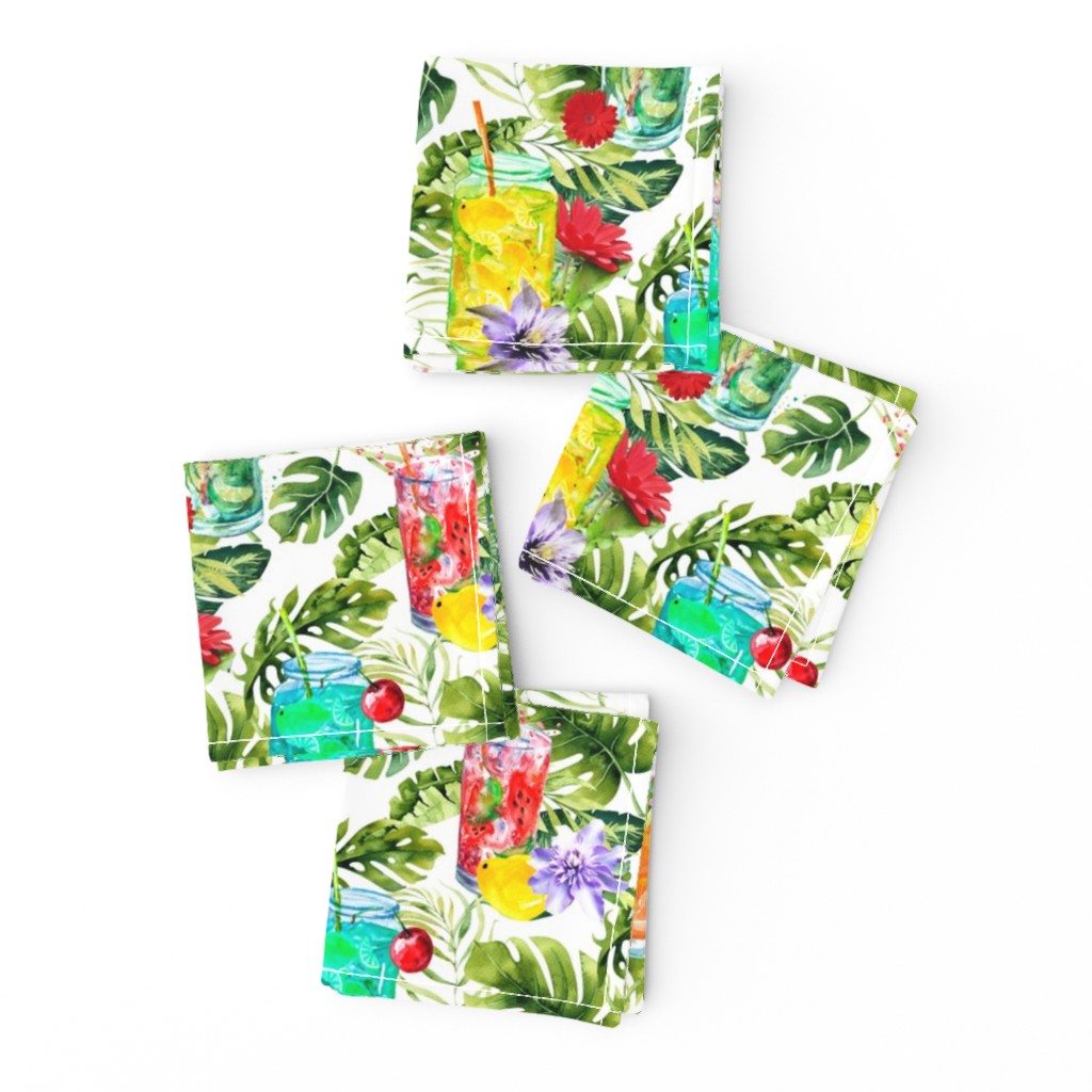 tropical watercolor summer fruity drink white
