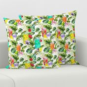 tropical watercolor summer fruity drink white