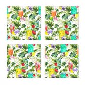 tropical watercolor summer fruity drink white