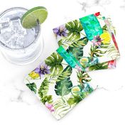 tropical watercolor summer fruity drink white