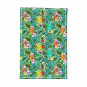 tropical watercolor summer fruity drink turquoise