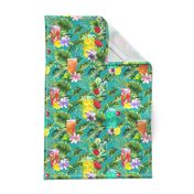 tropical watercolor summer fruity drink turquoise