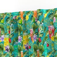 tropical watercolor summer fruity drink turquoise