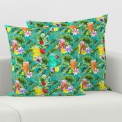 tropical watercolor summer fruity drink turquoise