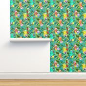 tropical watercolor summer fruity drink turquoise