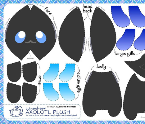Axolotl Stuffed Animal Sewing Pattern - Digital Download