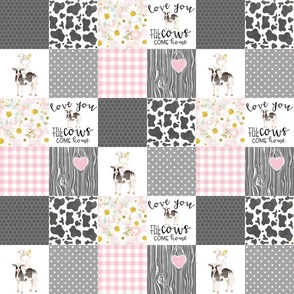 3 Inch Pink - Farm//Love you till the cows come home - wholecloth cheater quilt 