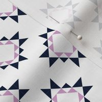 Orchid and Navy Patchwork Diamonds: small scale