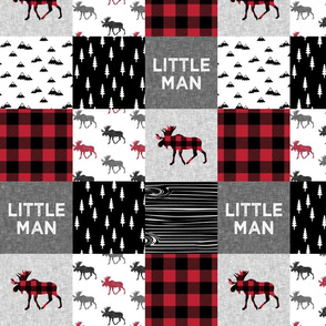 4" small scale - little man patchwork quilt top || buffalo plaid 