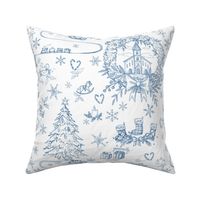 Christmas Day toile - blue and white
