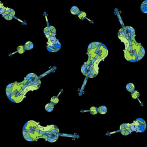 mosaic violins on black  XXXXX