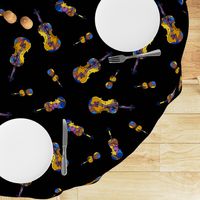 mosaic violins on black (D multicolour 8b)