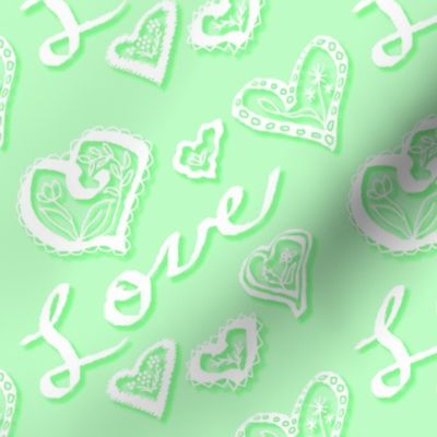 Love hearts shadow green
