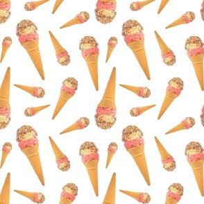 Ice Cream Cones Realistic Vanilla Waffle Cone Sugar 