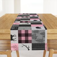 Adventure Awaits Quilt - pink, black, grey - ROTATED 