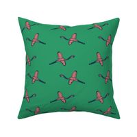 flamingos watercolor  green