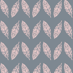 Tropical leaves grey and pink