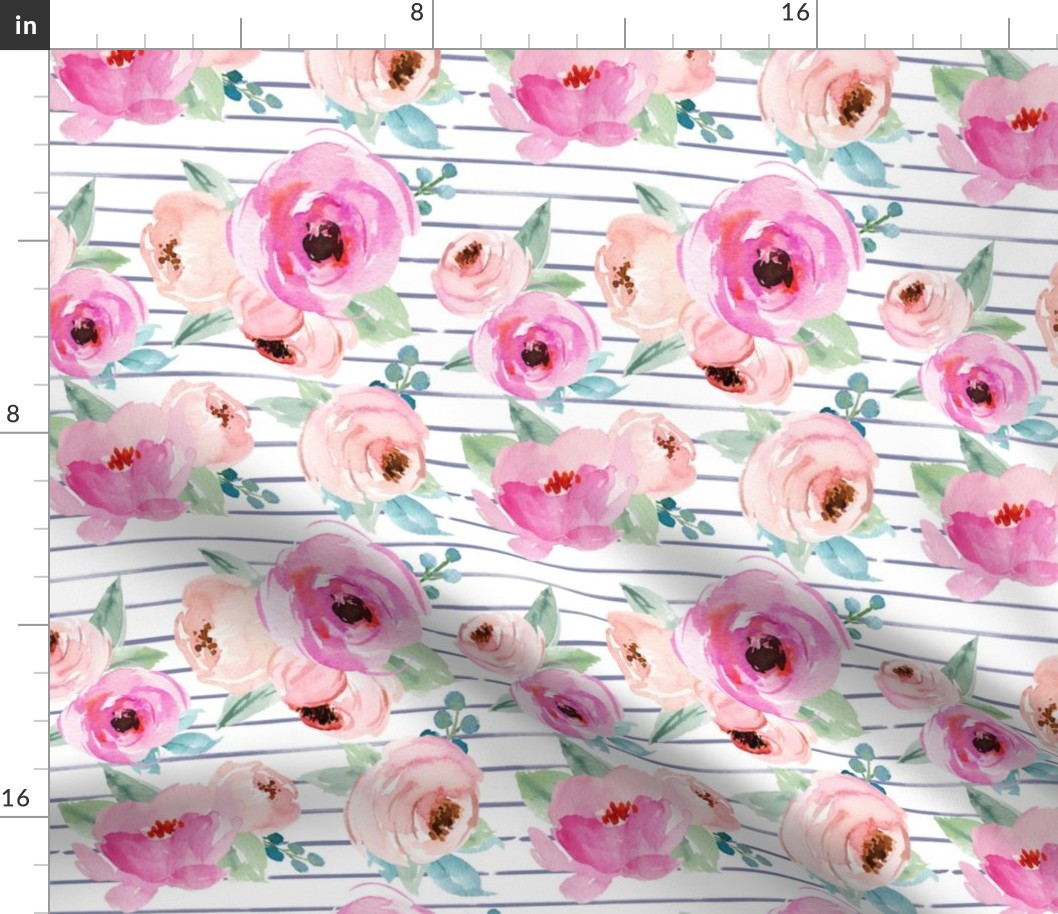 Shades of Pink Roses // Periwinkle Stripes