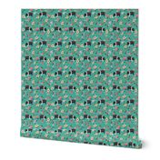 hampshire pig floral fabric - simple layout - turquoise