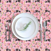 hampshire pig floral fabric - simple layout - pink