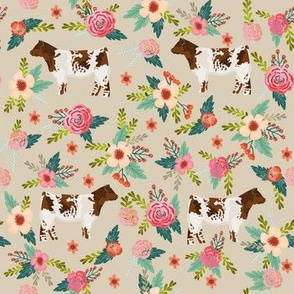 shorthorn floral fabric - simple layout - tan