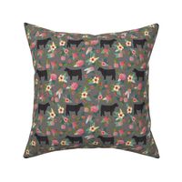 steer floral fabric - simple layout - charcoal