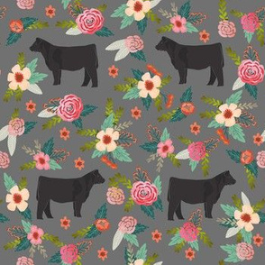 steer floral fabric - simple layout - charcoal