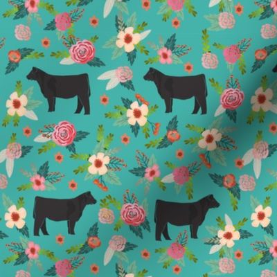 steer floral fabric - simple layout - turquoise