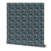 german shorthaired pointer dog fabric - german shorthaired wine, champagne, bubbly, fabric - dark blue