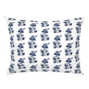 French floral blue french flower block print flowers